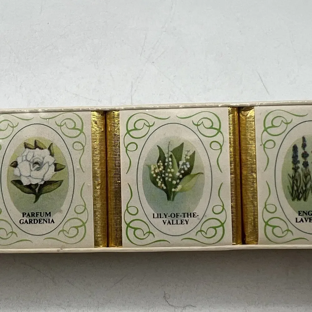 6 Vintage English Bath Cubes Perfumed Rose Lavender Gardenia Violet Muguet NEW